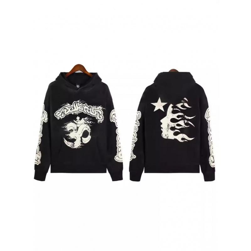 Unisex Retro Distressed Print Hoodie - Herbst/Winter Mode