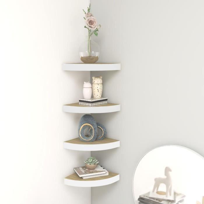 VidaXL Wall Corner Shelves 4 Pcs Oak and White 25x25x3.8 Cm MDF