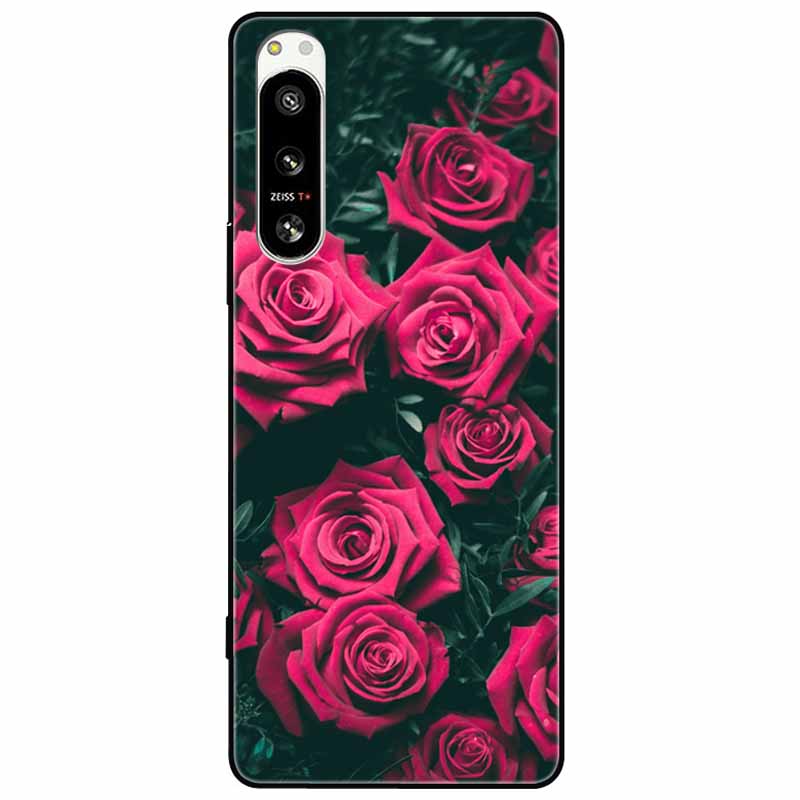 For Sony Xperia 5 IV / 1 IV Case 10IV Soft Silicone Flower Phone Back Cases For Sony Xperia 10 IV V Cover 5IV TPU Bumpers 10V