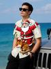 [Print Design - Not Textured] Christmas Men'S Short Sleeve Hawaiian Shirt Top Comfortable Breathable Fabric Lapel Santa Claus Digital Print 3D Fashion