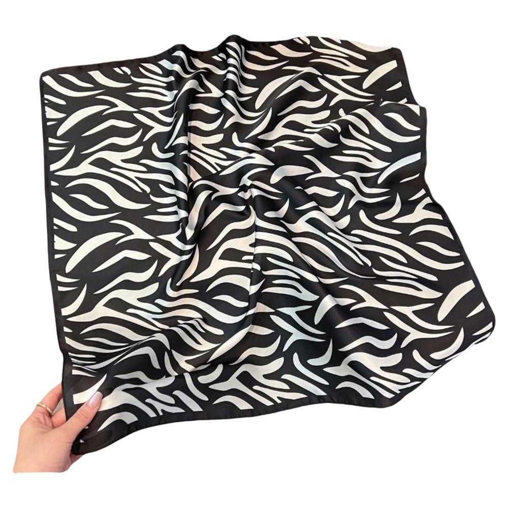 Sunscreen Square Scarf Lightweight Printed Silk Scarf Soft Stripes Square Headscarf Women