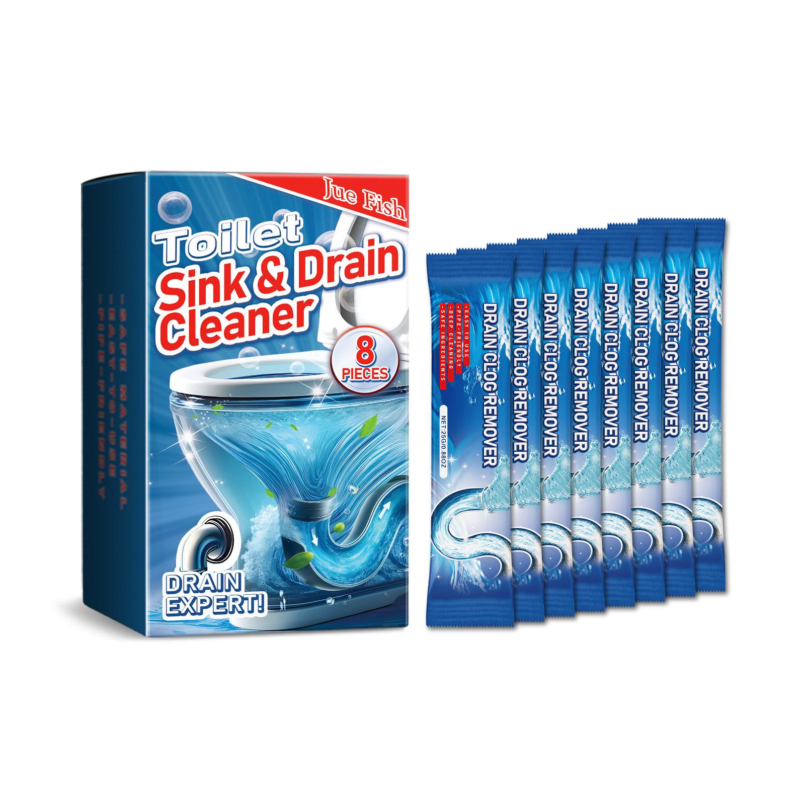 

Jue-Fish Pipe Dredge Powder Pipeline Dredging Sink Dezodorizer Drain Openers Мощный порошок для удаления засоров для туалетов и ванной комнаты 8pcs