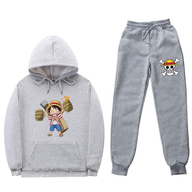 Mens Warm Hooded Sweatshirt Set With Printed Design Long Sleeve Top Pants Casual Sportwear Winter