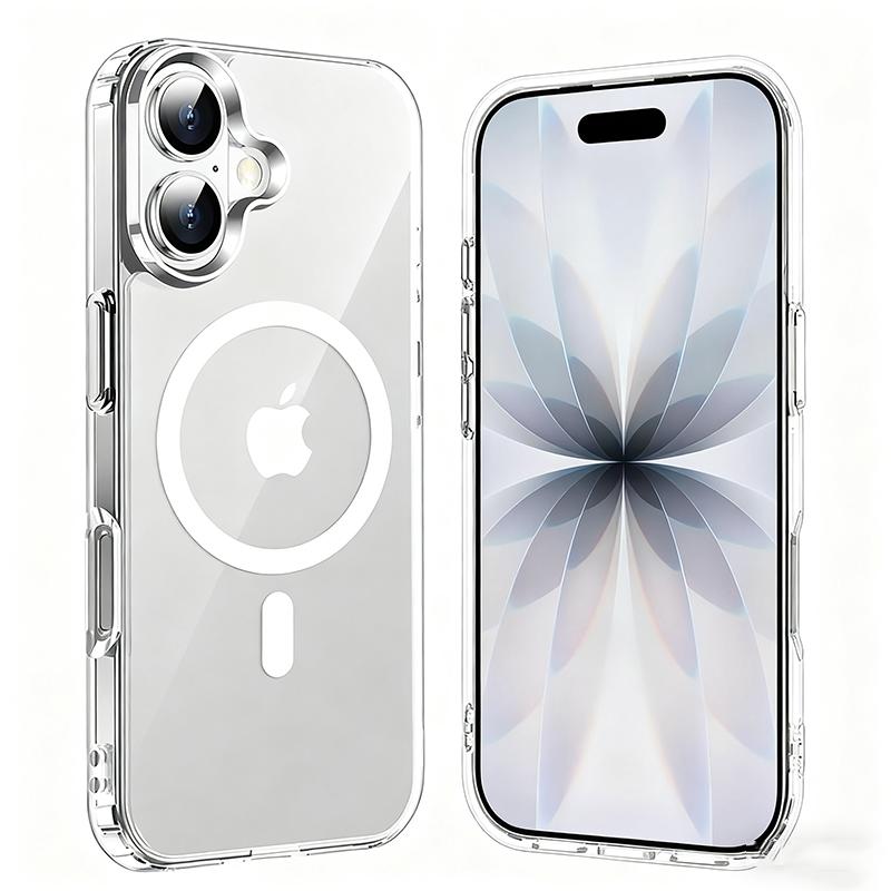 Military Grade Acrylic Case for iPhone 17 Pro Max 17Air Back Cover Magsafe Shockproof Transparent Hybird PC Case for iPhone 17