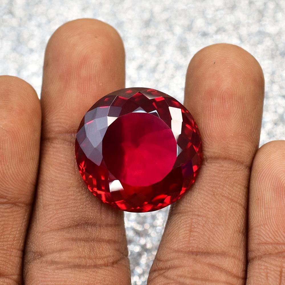 Natural Red Ruby Loose Gemstone 51.5 Ct Round Cut Mozambique for Jewelry Making and Gem Collections