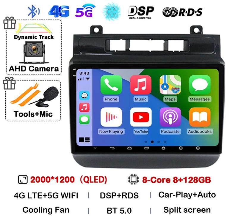 Android 14 Auto Carplay 4G WIFI Car Radio For Volkswagen Touareg FL NF 2010-2018 Multimedia Video Player Navigation Stereo GPS