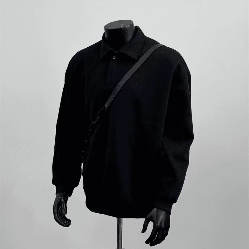 

Осенне-зимняя куртка Красивый свободный и универсальный свитшот с воротником поло Американский ретро спортивный свитшот Мужской 3XL