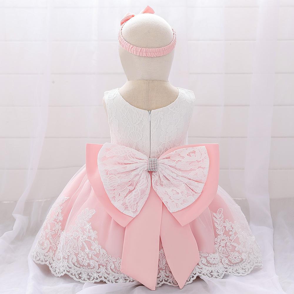 Infant Girls' First Birthday Lace Princess Dress with Bow