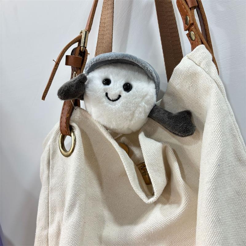 Niedlicher Lustiger Grauer Hut Golfball Plüschpuppe Stofftier Schlüsselanhänger Anhänger Rucksackanhänger Taschenanhänger Stoffpuppe Süßes Mädchen Geschenk