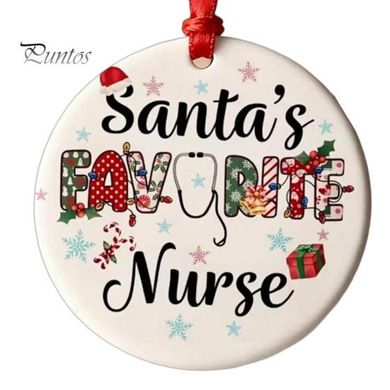 Acrylic Round Pendant Decorations 2D Christmas Hanging Ornaments, Santa Snowflake Reindeer Festive Party Supplies for Tree Decorations, Reusable