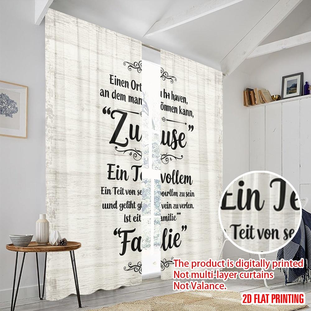 2pcs 2D Flat Printing Curtains Home Family Blessing Polyester Without Electricity All Season Party & Holiday Decor for Festive