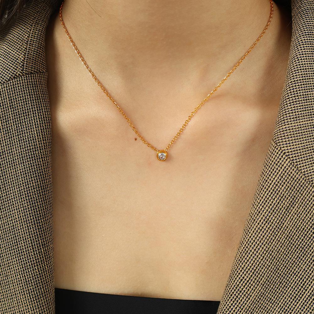 European and American ins sweet wind simple natural zircon high atmosphere diamond collarbone chain
