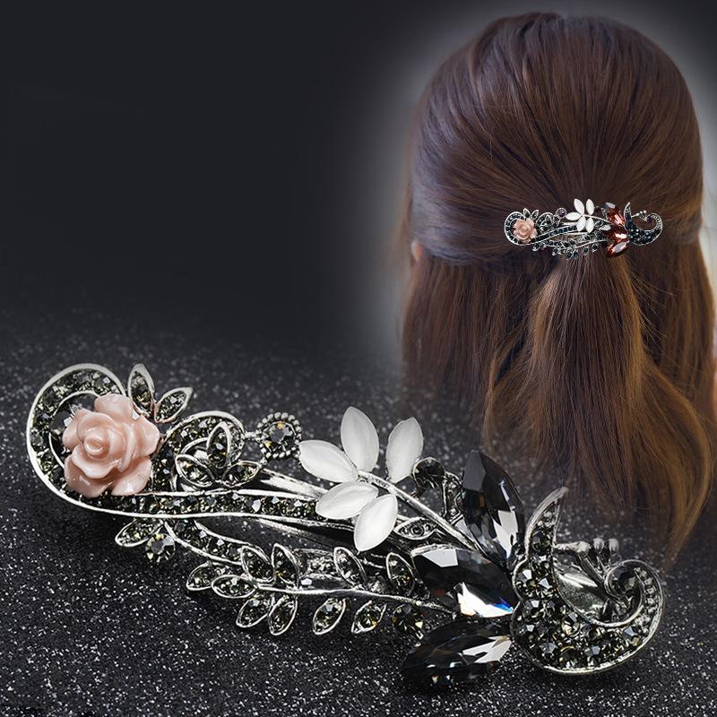 Koreanische Strass Haarnadel Hinterkopf Federclip Eleganter Top Clip Haarschmuck Pferdeschwanzclip Damen Haarnadel Erwachsener Clip Kopfschmuck