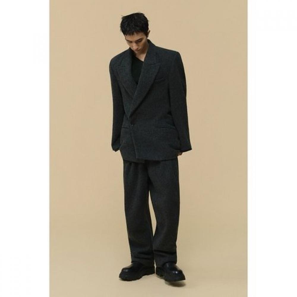 Customellow Gray Loose Fit Wool Falling Back Drape Jacket Cwjaw25991gyx