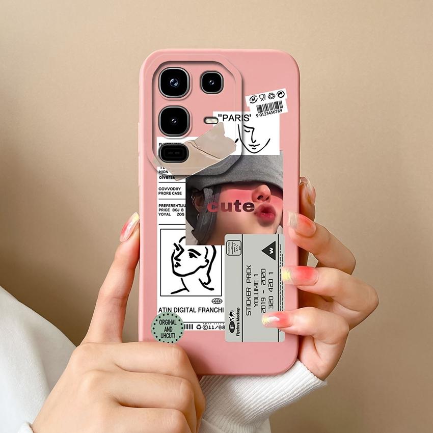 Bumper Bags For Infinix Note 50X 50 Pro Plus 50S Elegant Girls Patterns Square Soft Liquid Silicone Anti Drop Protective Cases For Infinix Back Covers