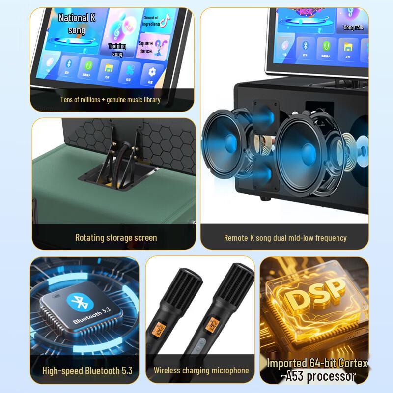 Songchuan International SS1-206 Portable High-Power Outdoor Karaoke & Video Trolley Speaker with Dual Wireless Mics (CN version)