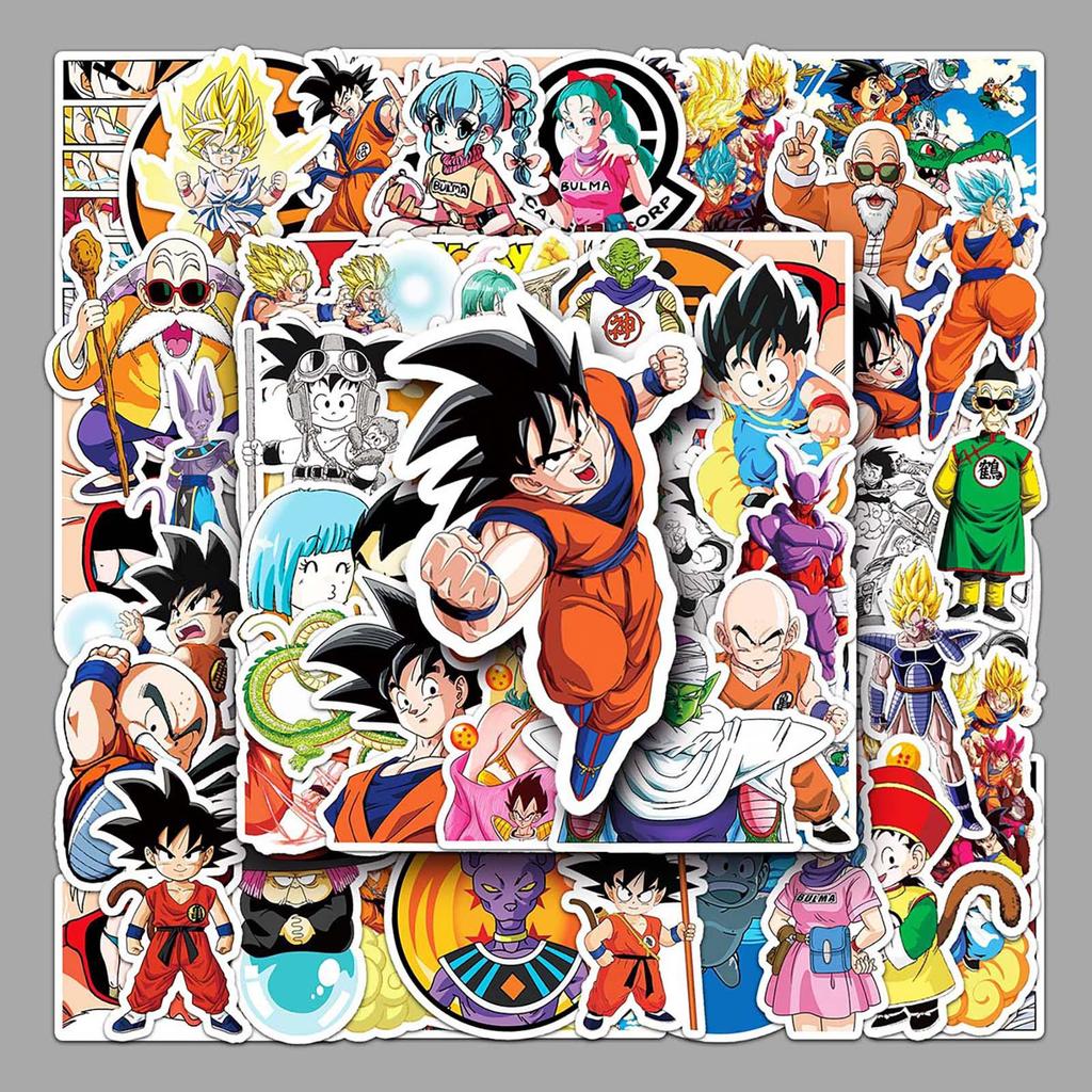 50 Japanese Anime Dragon Ball Cartoon PVC Stickers for Skateboards, Water Cups, and Luggage