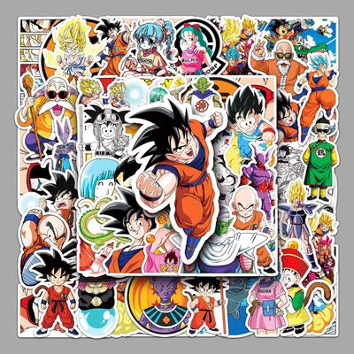 50 japonských anime Dragon Ball kreslených PVC samolepek na skateboardy, hrnky na vodu a zavazadla