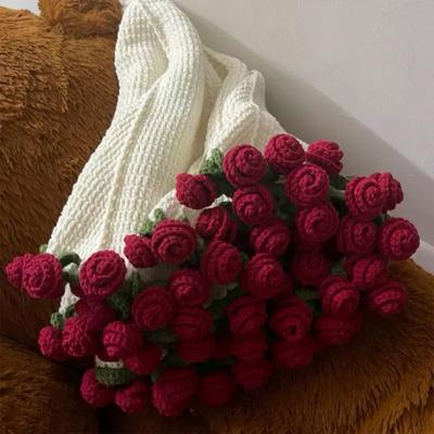 Fuzzy Blanket Sweater DIY Knitted Rose Bouquet Crochet Blanket Lily Of The Valley Throw With Milk Cotton Fringe Plaid Blanket