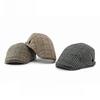 Unisex Plaid Flat Cap Japanese Retro Tweed Woolen Ivy Cap British Style Gatsby Cabbie Hat Autumn Winter Adjustable