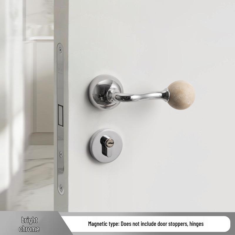 Bureau White Travertine Magnetic Silent Door Handle for Modern Luxury Bedrooms