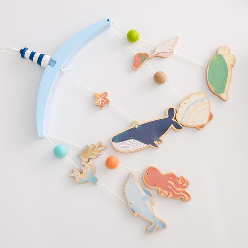 Baby Bed Bell Hanging Toy 0-12 Months Newborn Wooden Mobile Music Crib Rattle Toy Cartoon Whale Crib Holder Bracket Infant Gift
