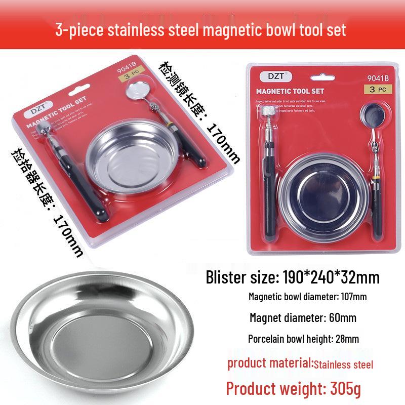 Magnetic Stainless Steel Parts Tray for Car Repair - 3", 4", 6" Sizes