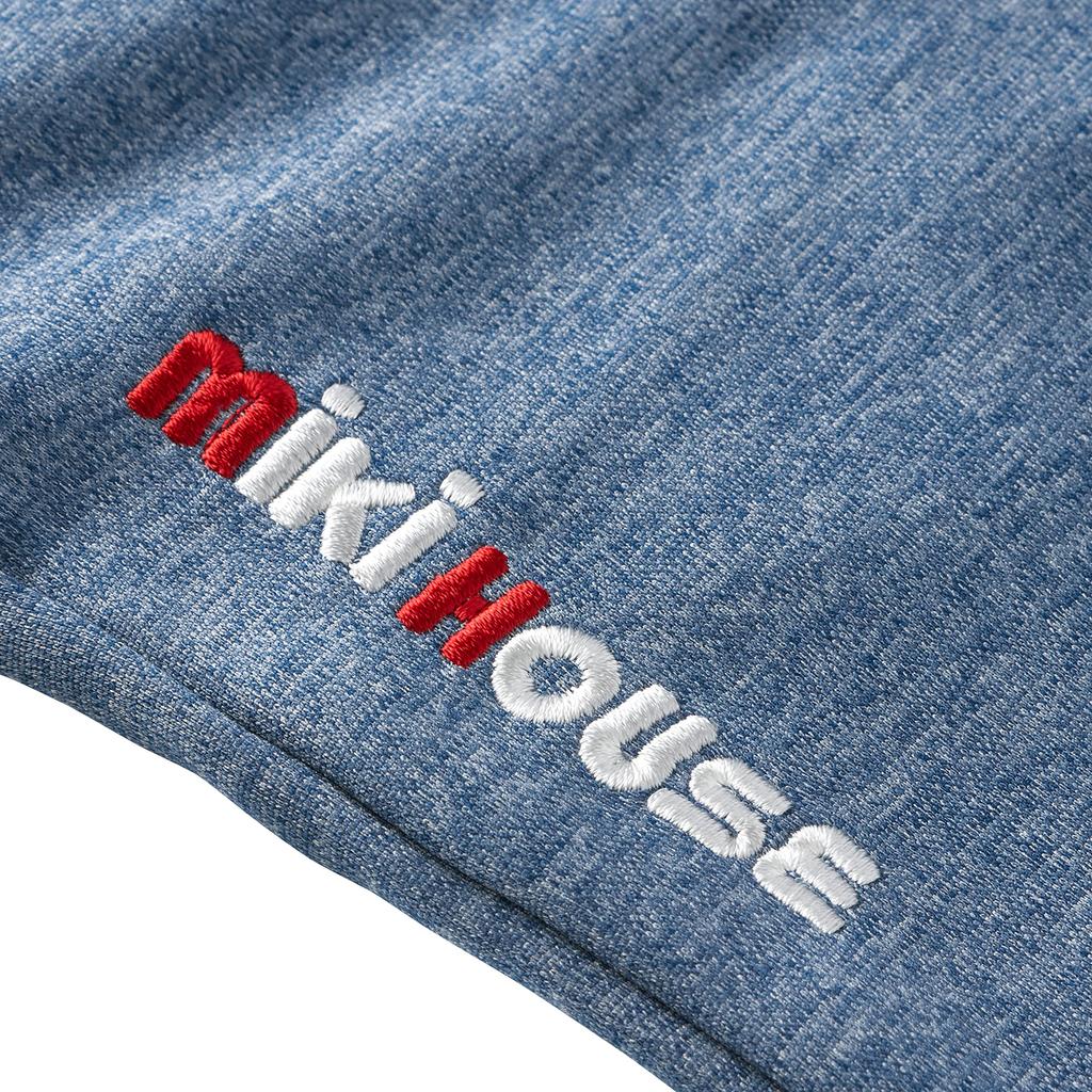 MIKI HOUSE Long Solid Stretch Made in for Boys and Indigo Pants, Logo, Color, Jersey, Japan, Girls, Baby, Kids, Children's Clothing, 130cm, Blue,