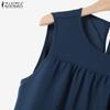 ZANZEA Womens Round Neck Sleeveless Casual Long Tank Dress