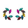 Women Simple Drop Earrings Titanium Steel Alloy Pendant Earrings Colorfull Crystal Leaf Geometric Ear Ornaments