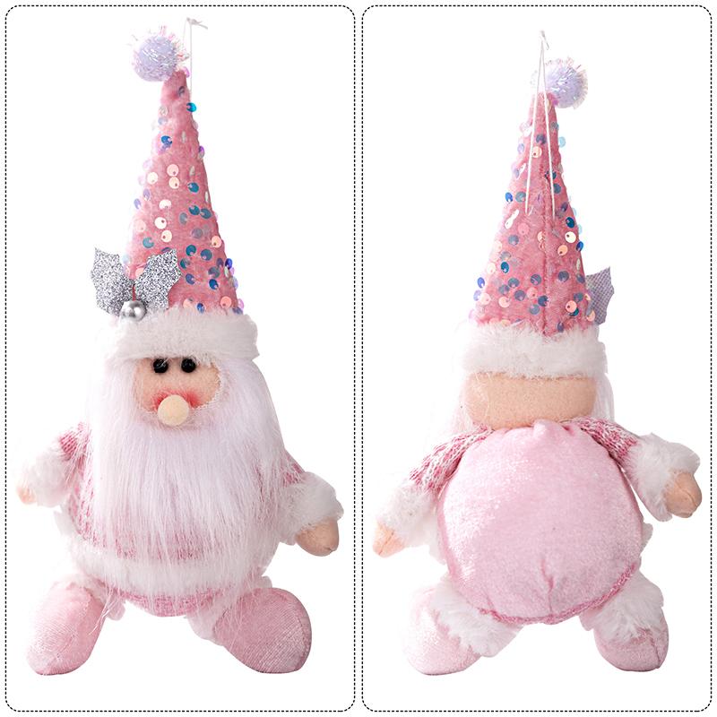 Christmas Simulated Snowman Elk Pink Series Hanging Xmas Ornaments Glitter Home Party Sequin Doll Pendant 3 Styles