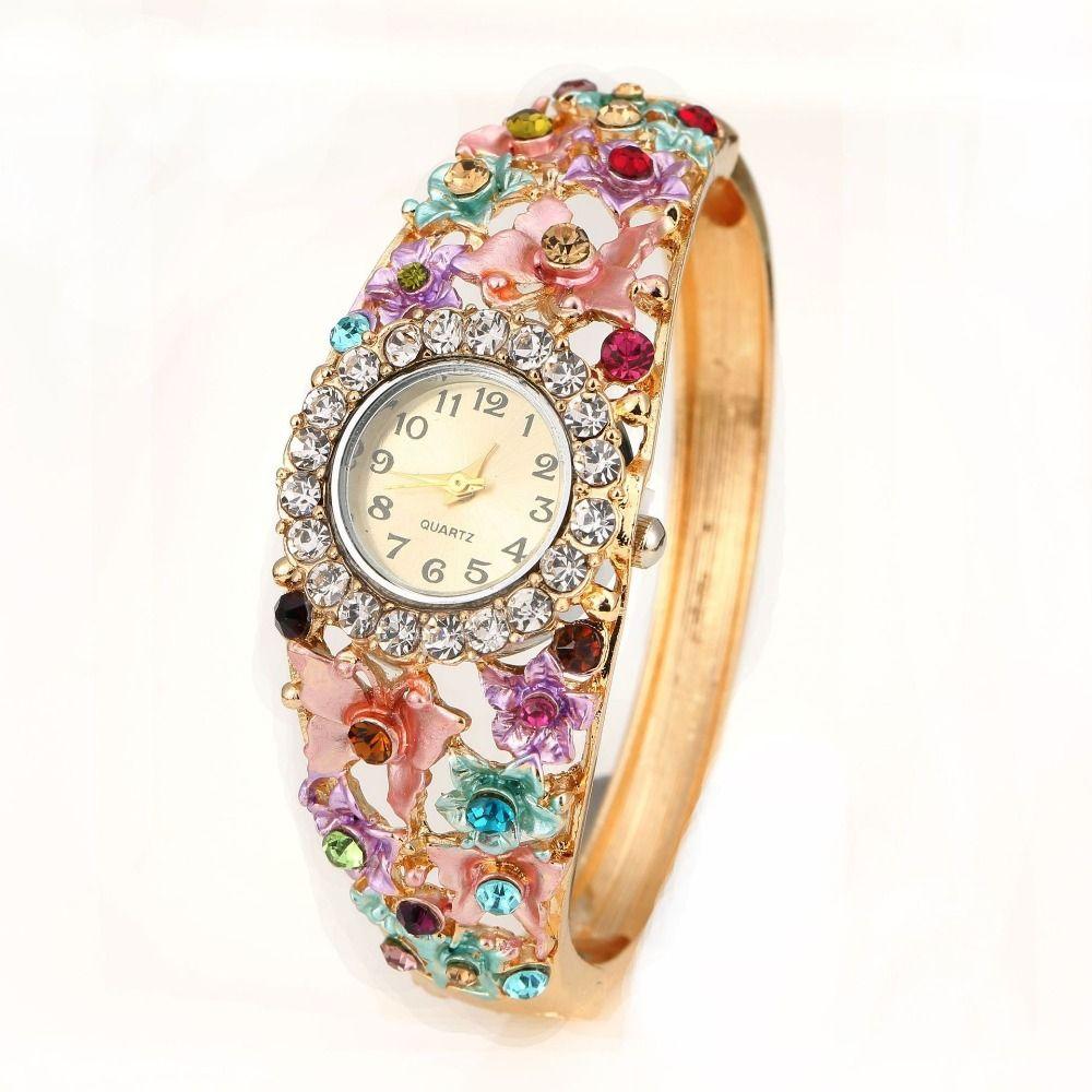 Quartz Movement Flower Butterfly Watch Round Dial Quartz Bracelet Wristwatch Casual Occasion