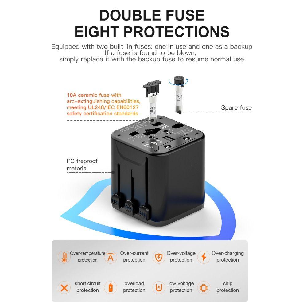 EU/UK/AUS/US/THA Universal Travel Plug Adapter Mini Portable All-in-one Charger Adapter Lightweight Durable