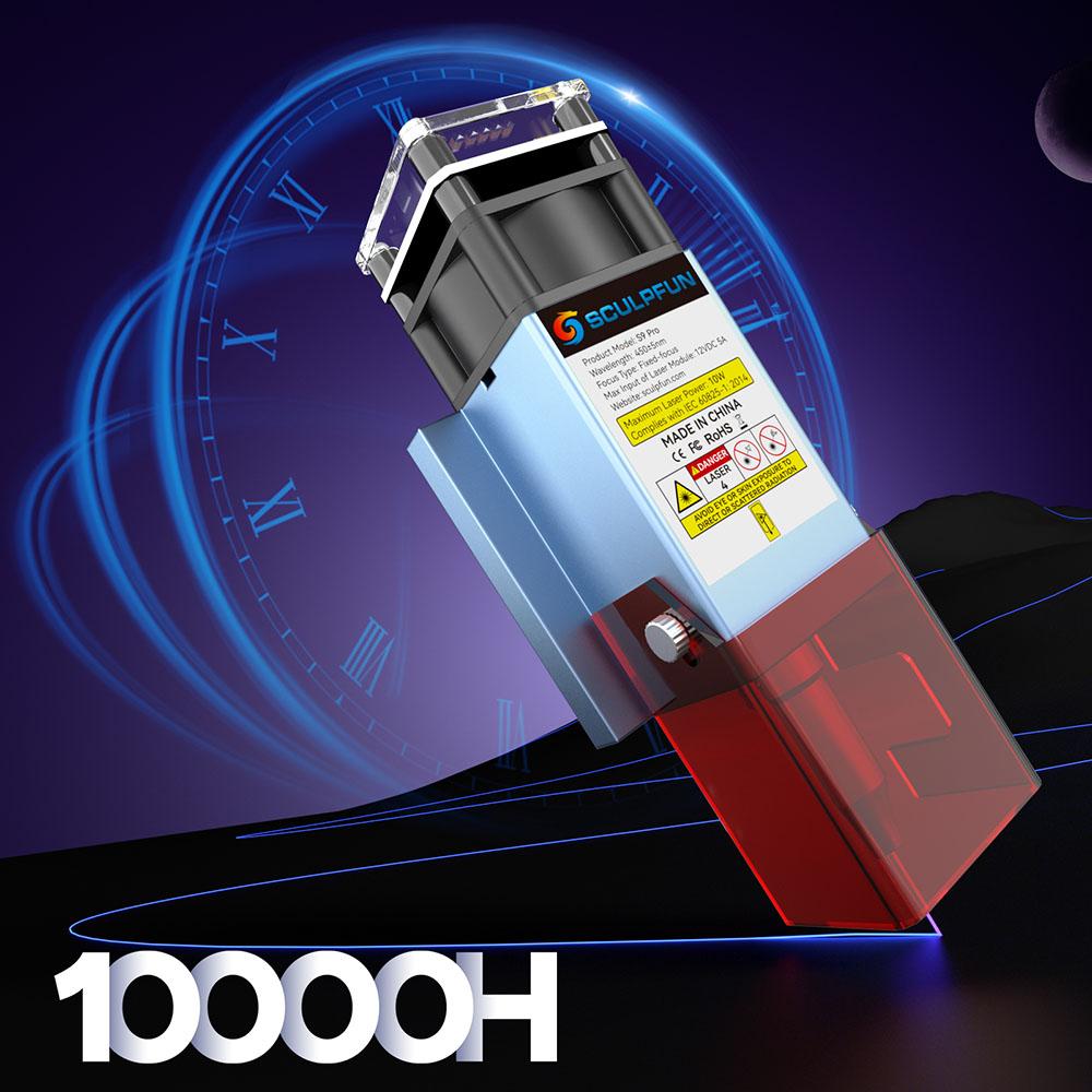 SCULPFUN S9 Pro 10W Dual Laser Engraver, 0.06mm High Precision, 15mm Wood 10mm Acrylic Cutting, 400*410mm (15.7*16.2 inch) - EU Plug