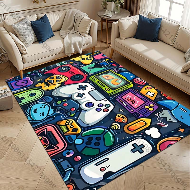 Multiple Sizes Gaming Devices Retro Elements Carpet for Living Room Bedroom Sofa Home Decor Rus Non-slip Floor Mat Luxury Gift