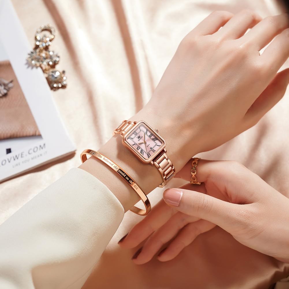 OLEVS Women's Quartz Watch, Simple and Elegant, Luminous, Rose Gold Pink