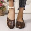 Women's Wide Width Leopard Print Driving Moccasins - Round Toe Slip-On Flats with Soft Sole for Spring, Casual Comfort Loafers