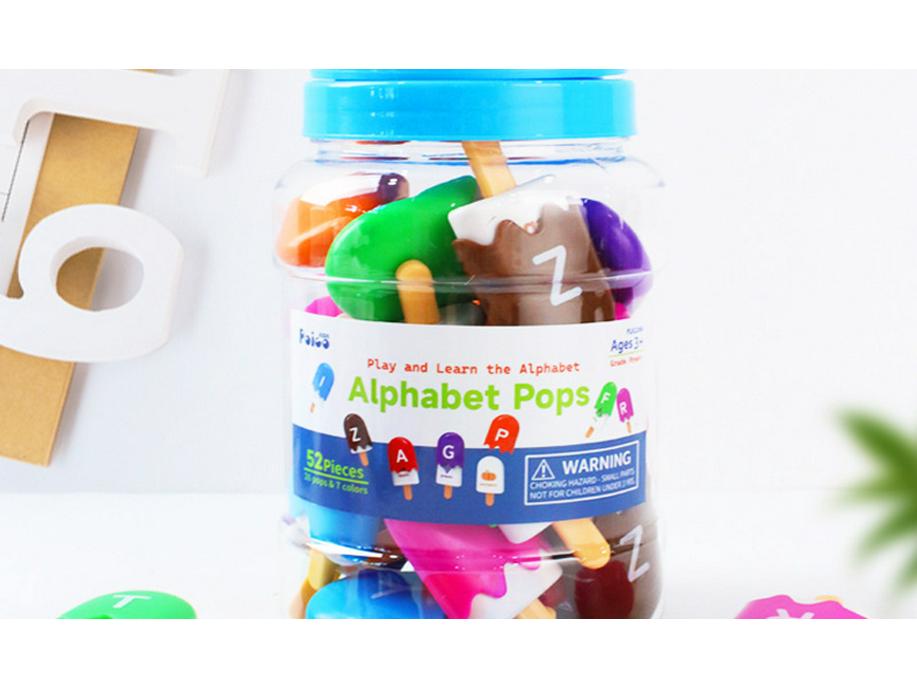 Bai Guo Early Learning Ice Cream Popsicle Set - 26 Letter & Number Matching Montessori Aids for Kindergarten
