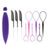 1/2/3 Sets 26-Inch Long Purple Hair Extension with Comb Bun Maker Hairdressing Tools Party Pre Stretched Straight Synthetic Hair Extension