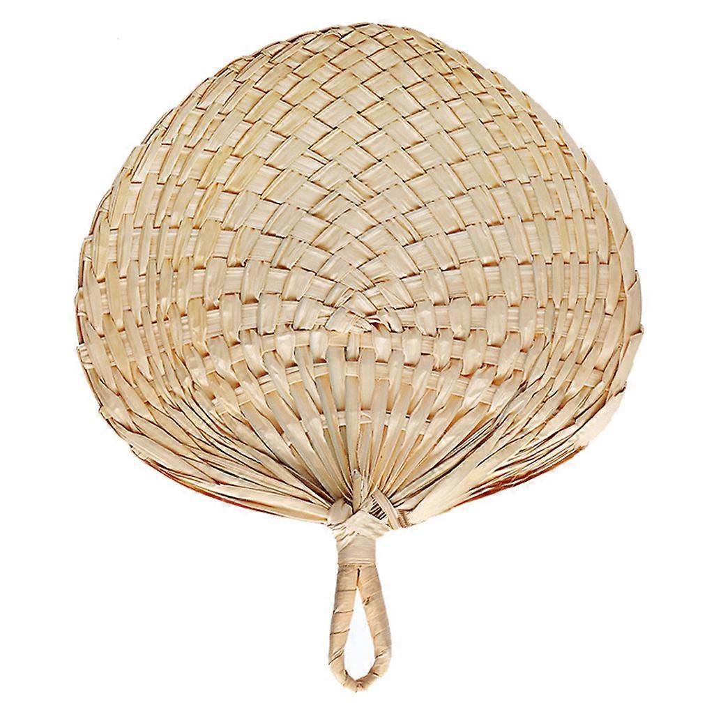 Chinese Style Handmade Fan Natural Hand Weaving for Palm Leaf Fan Blades Portable Cooling Fan For Child and Adult