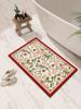Floral Bath Mat Bathroom Floor Mats Absorbent Quick Dry Bathtub Side Carpet Non-Slip Shower Toilet Foot Rug Washable