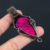Bijoux pendentif faits à la main en fil de cuivre pur enveloppé de fil de cuivre pur de pierre précieuse de Labradorite Flash rose