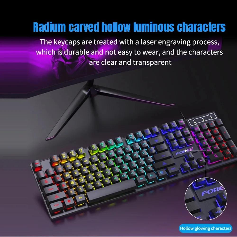 USB Kabelgebundene Tastatur RGB Farbe Gaming Tastatur Mechanisches Gefühl Tastatur 104 Tasten Standardtastatur für Windows Laptop Computer