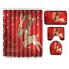 Christmas Shower Curtain Toilet Four-Piece Floor Mat Bathroom Absorbent Non-Slip Door Mat Carpet Bathroom Absorbent Foot Mat