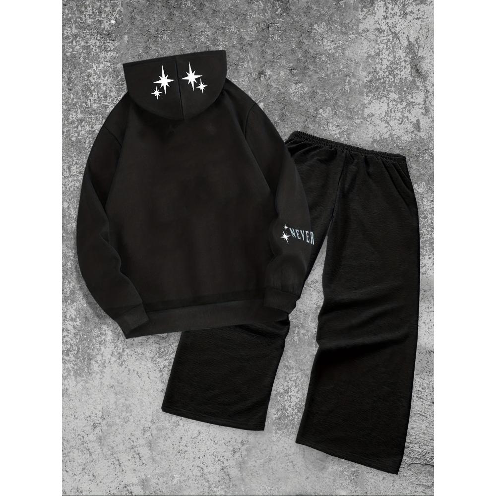 Set Felpa con Cappuccio Casual da Uomo e Pantaloni Sportivi a Gamba Dritta, Abbigliamento Sportivo Casual Largo, Abbigliamento Caldo e Confortevole per Autunno e Inverno