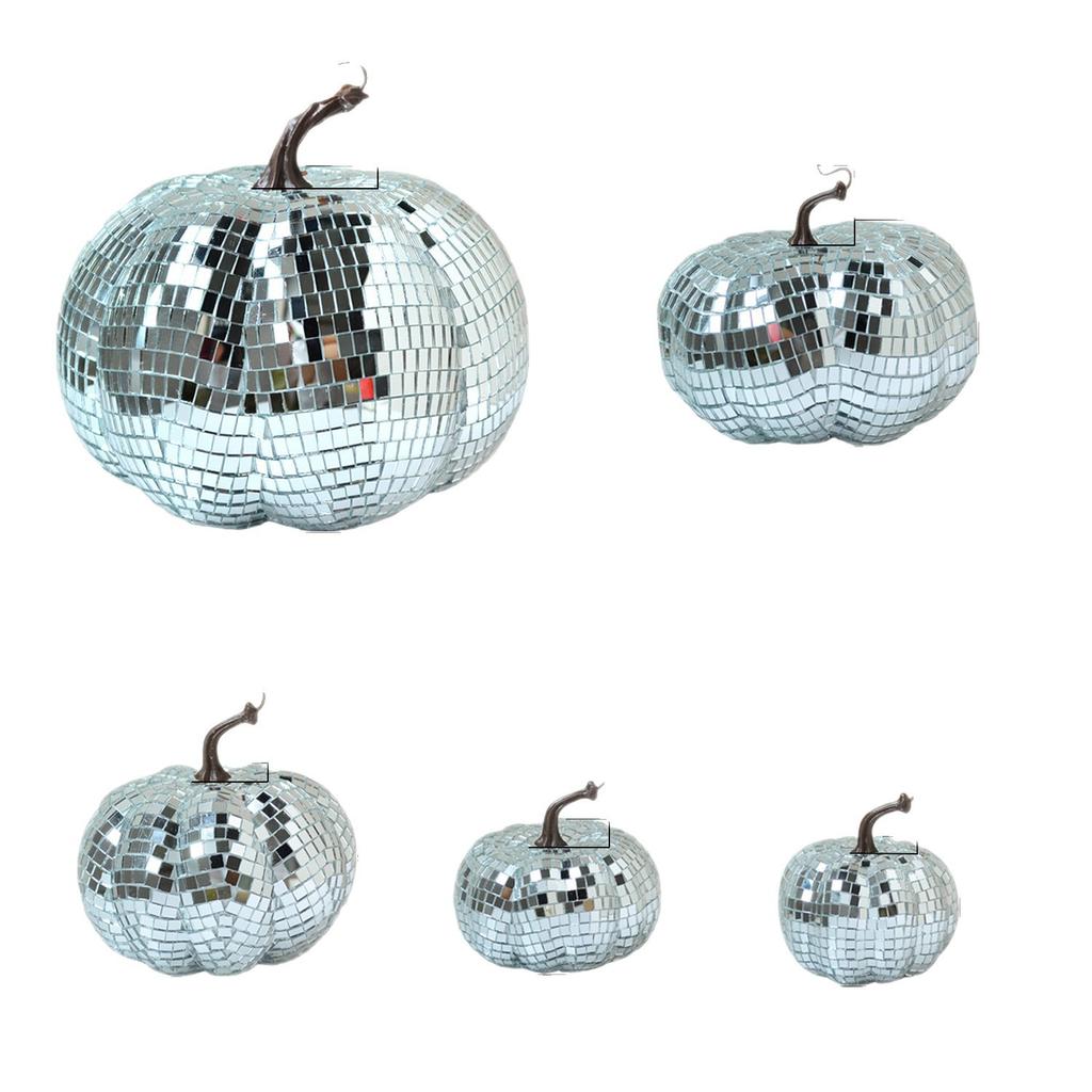 Pumpkin Disco Ball Halloween Party Home Decor Photography Props Ornaments Mirror Glass Pumpkin