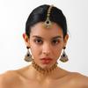 Diamond-encrusted Water Drop Tassel Earrings Hair Chain Necklace Set Ethnic-style Forehead Chain Jewelry