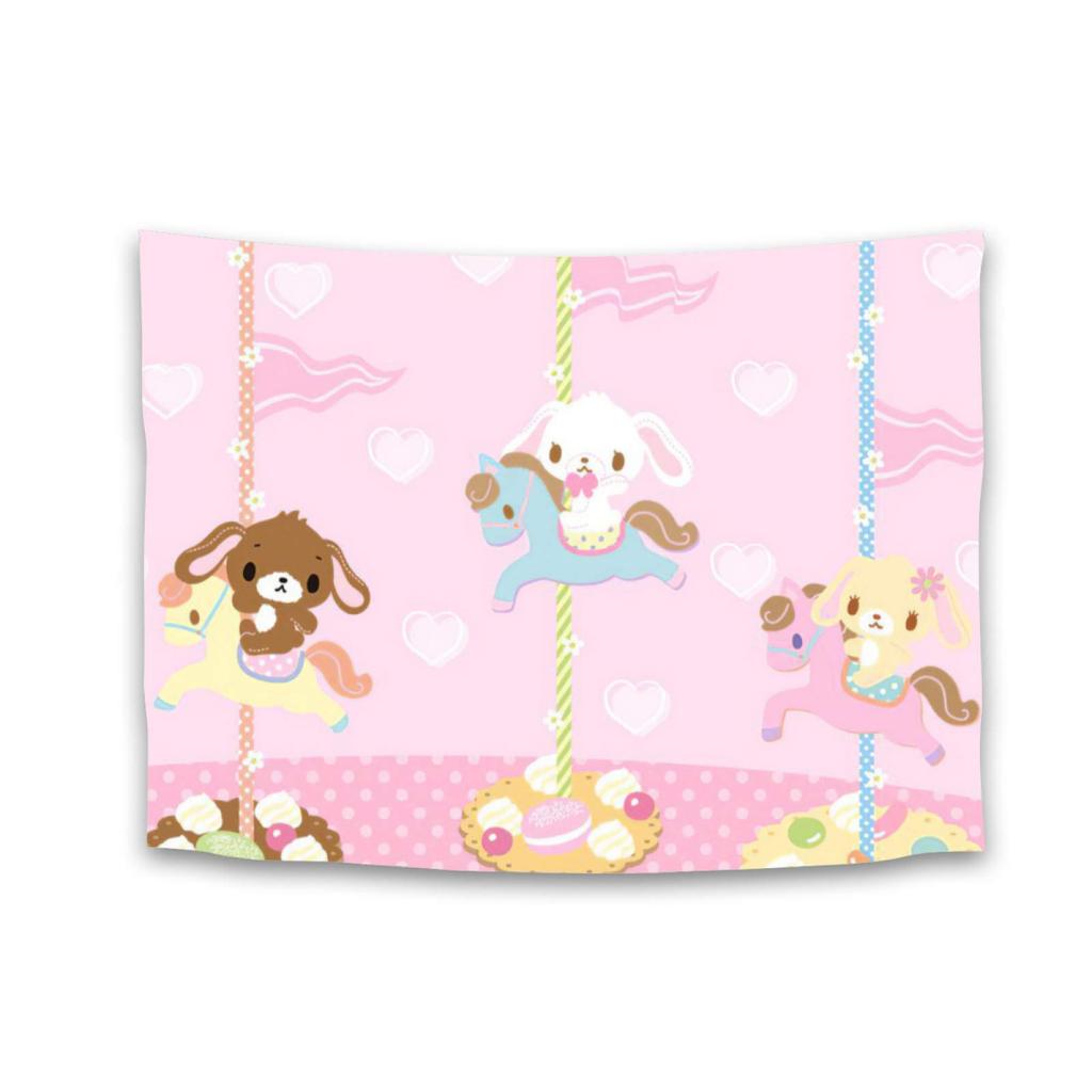 1pz Arazzo Carosello Cartone Animato Carino Adorabile Tema Parco Divertimenti Decorazione Casa Appeso a Parete per Camera da Letto Soggiorno Stanza Universitaria Estetico
