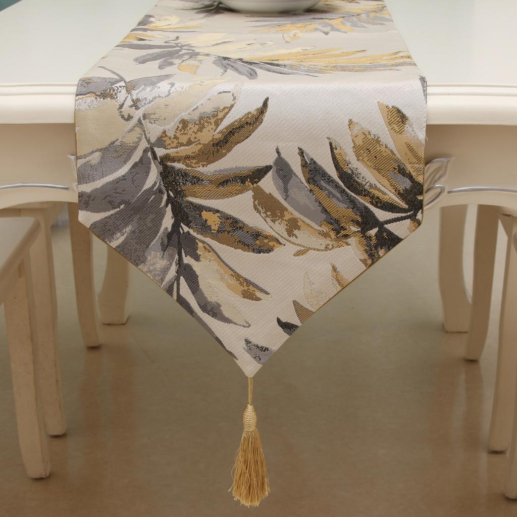 Inyahome Multi-Size Elegant Table Runners Cotton Linen for Home Dining Table Decorative Coffee Jacquard Tea Table Camino De Mesa