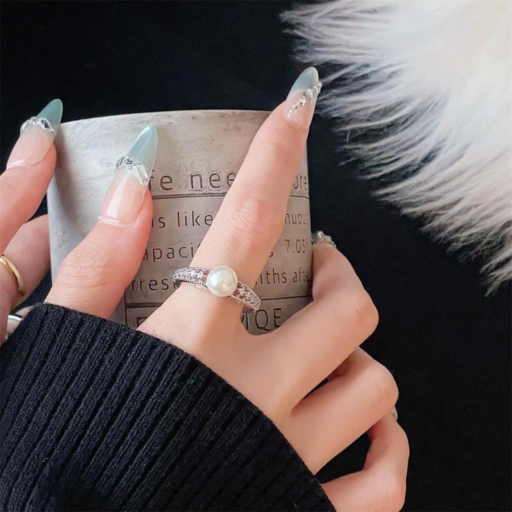 Blumenperlenring Mikroeinlage Zirkon Nischen-Design Leichter Luxus Hochwertiger Ring Offener Zeigefingerring